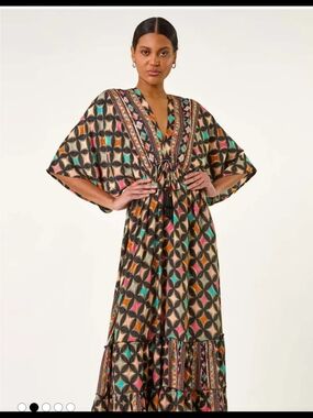 ROMAN ORIGINALS Boho Geo Print Maxi Dress